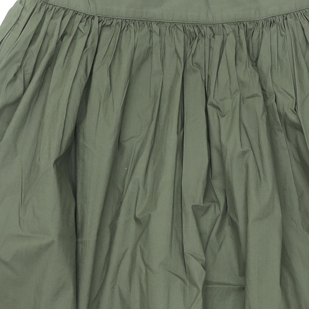 COS Womens Green Cotton Swing Skirt Size 12 Zip