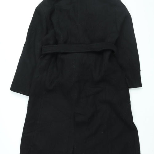 Zara Womens Black Overcoat Coat Size M Button