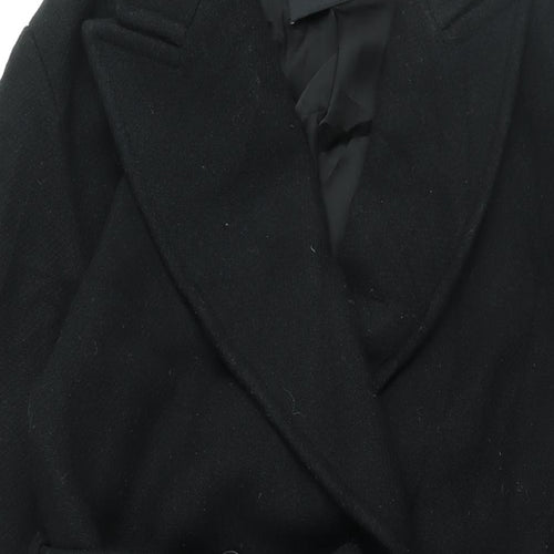 Zara Womens Black Overcoat Coat Size M Button