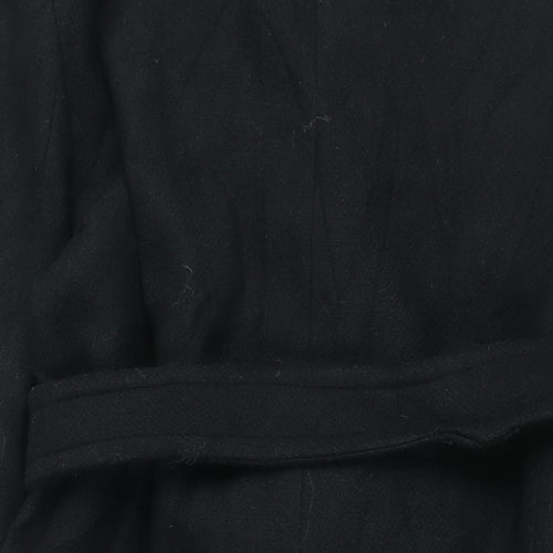 Zara Womens Black Overcoat Coat Size M Button