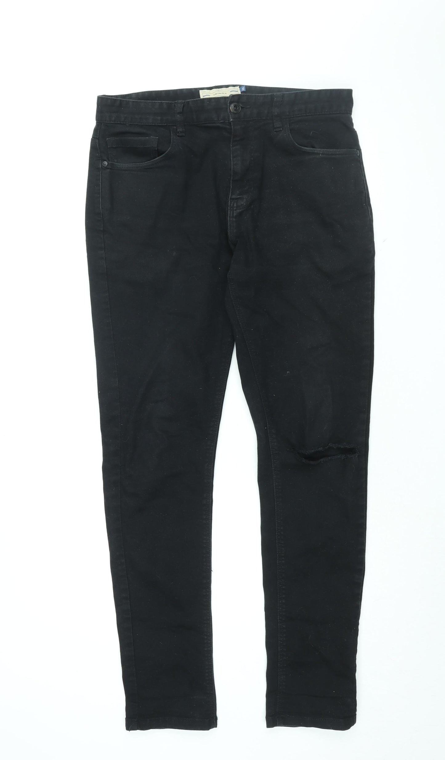 NEXT Womens Black Cotton Skinny Jeans Size 32 in L32.5 in Regular Zip