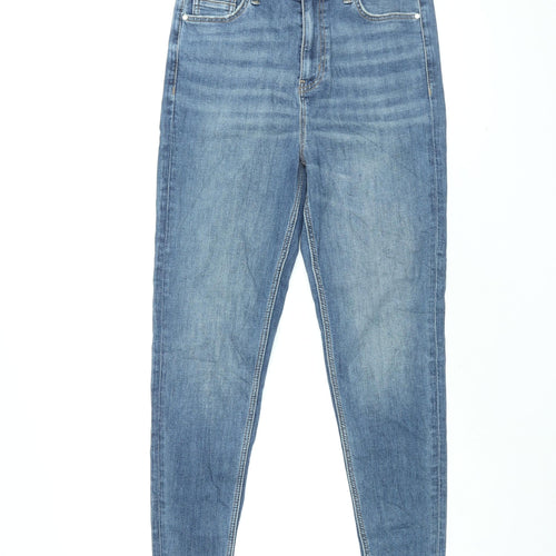 Marks and Spencer Womens Blue Cotton Skinny Jeans Size 10 L28.5 in Regular Zip