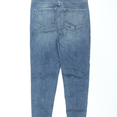 Marks and Spencer Womens Blue Cotton Skinny Jeans Size 10 L28.5 in Regular Zip