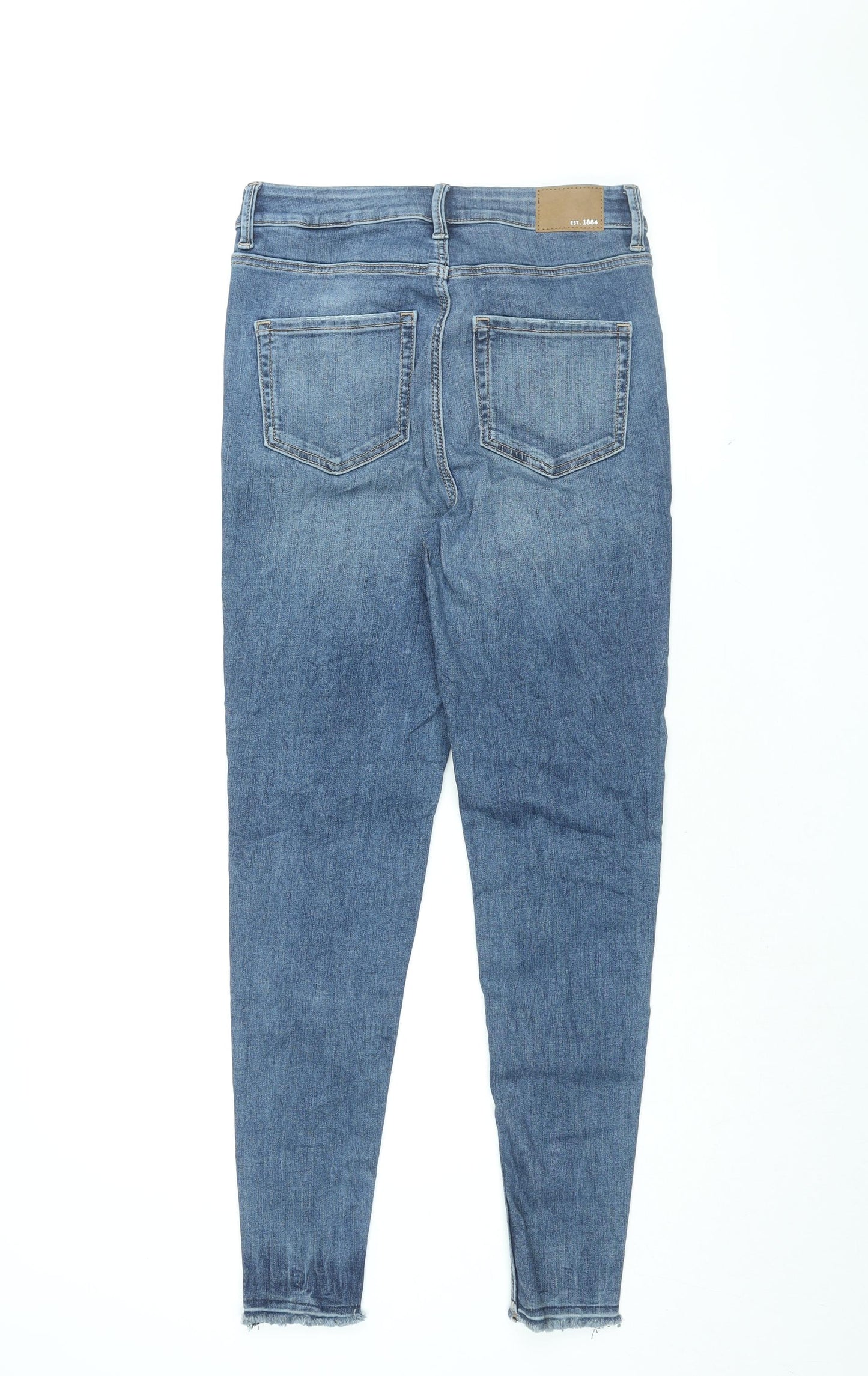 Marks and Spencer Womens Blue Cotton Skinny Jeans Size 10 L28.5 in Regular Zip