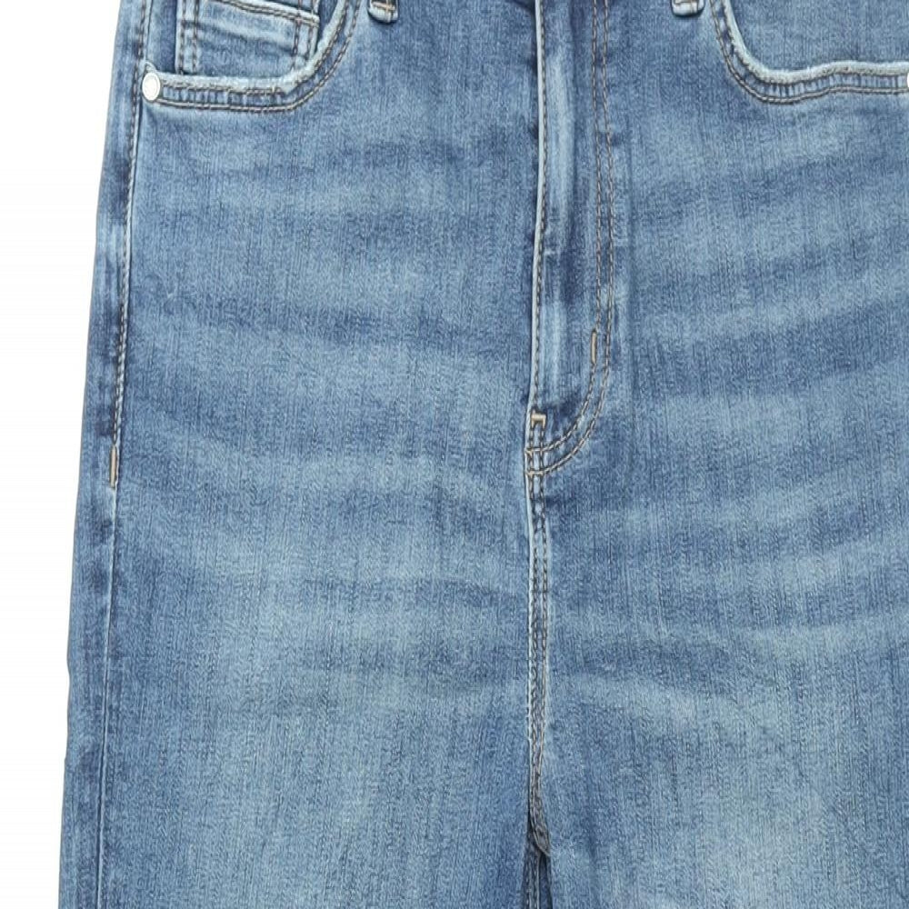 Marks and Spencer Womens Blue Cotton Skinny Jeans Size 10 L28.5 in Regular Zip