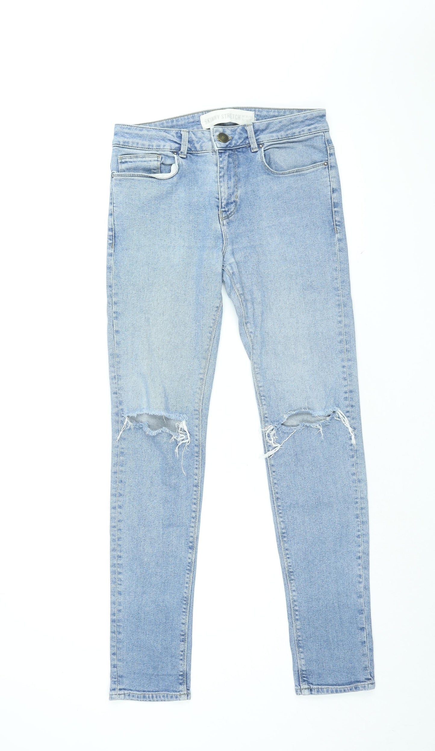 New Look Mens Blue Cotton Skinny Jeans Size 30 in L31 in Regular Zip