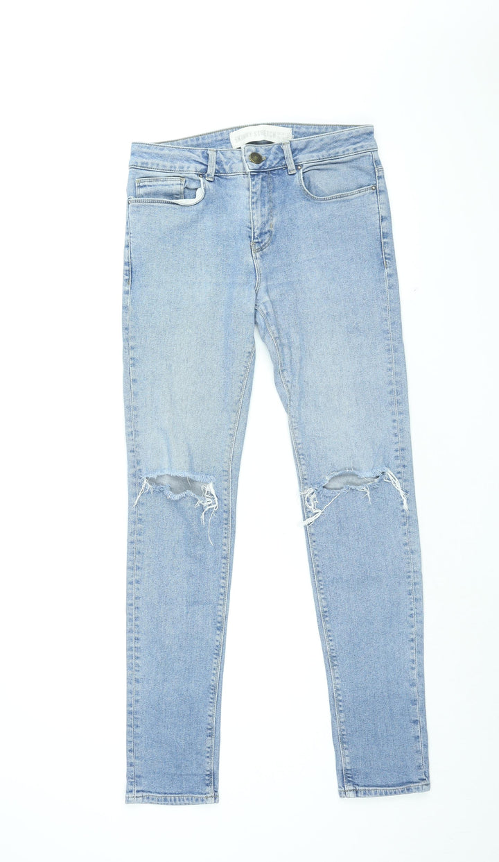 New Look Mens Blue Cotton Skinny Jeans Size 30 in L31 in Regular Zip