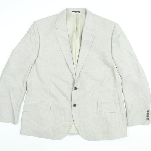 Marks and Spencer Mens Beige Linen Jacket Suit Jacket Size 46 Regular