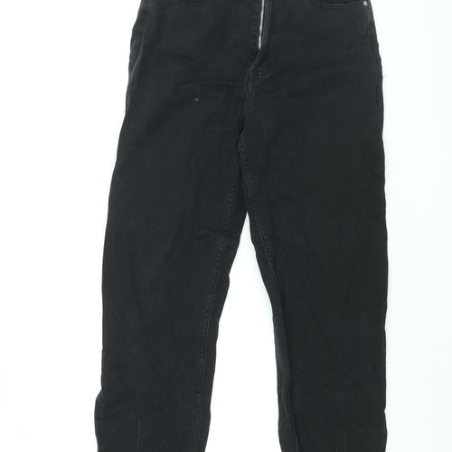 H&M Womens Black Cotton Mom Jeans Size 8 L28 in Regular Zip