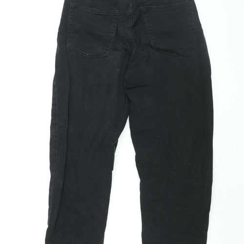 H&M Womens Black Cotton Mom Jeans Size 8 L28 in Regular Zip