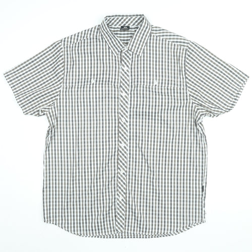 Trespass Mens White Plaid Polyester Button-Up Size L Collared Button