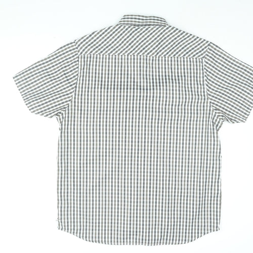 Trespass Mens White Plaid Polyester Button-Up Size L Collared Button