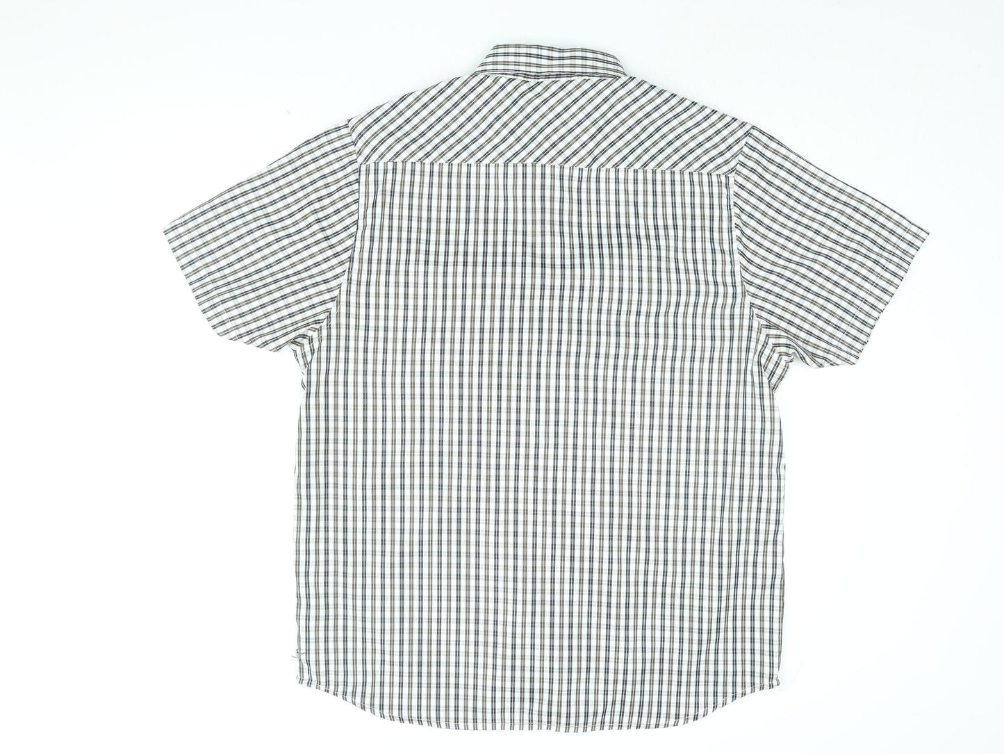 Trespass Mens White Plaid Polyester Button-Up Size L Collared Button
