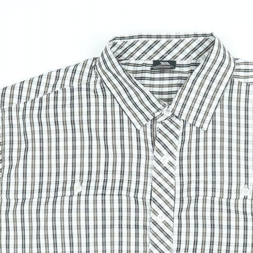 Trespass Mens White Plaid Polyester Button-Up Size L Collared Button