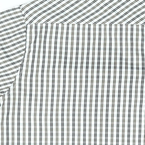 Trespass Mens White Plaid Polyester Button-Up Size L Collared Button