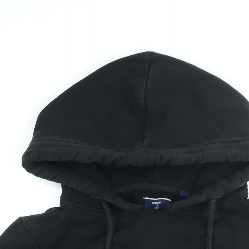 Superdry Womens Black Cotton Pullover Hoodie Size 8 Pullover