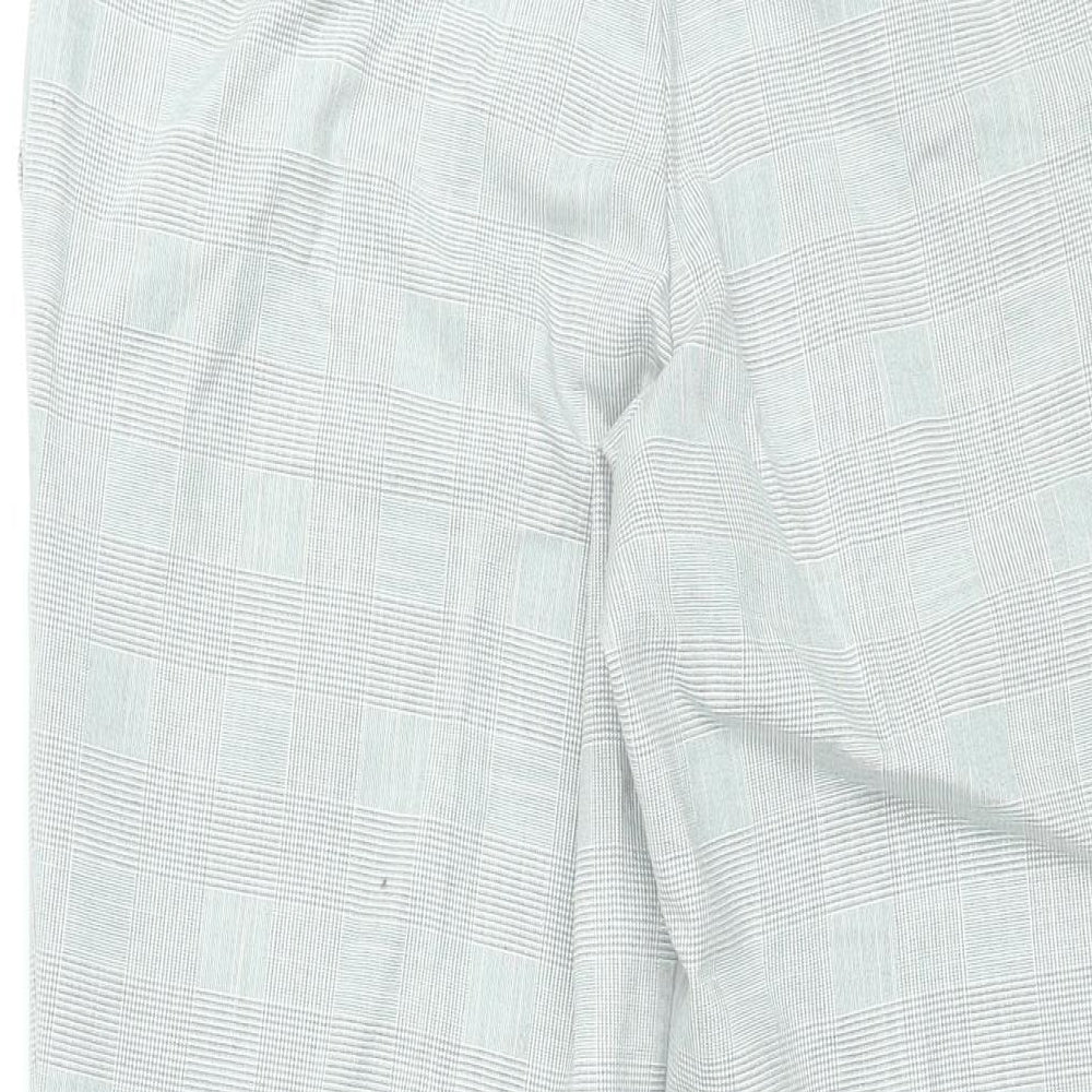 Marks and Spencer Mens Grey Plaid Polyester Dress Pants Trousers Size 32 in L31 in Regular Zip