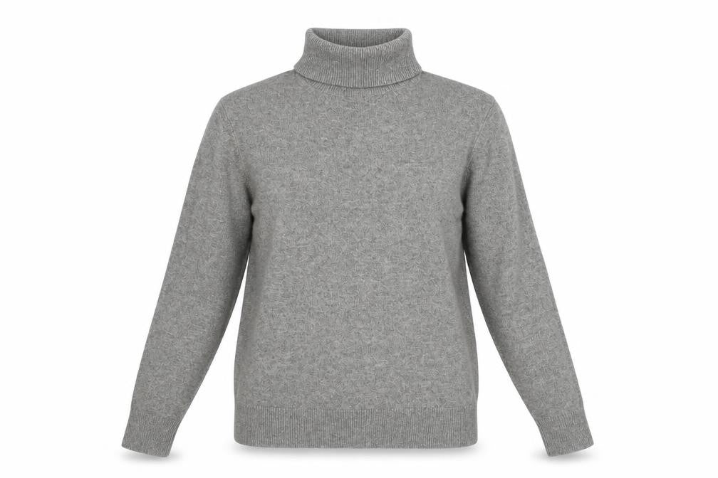 Front view of Marks & Spencer women’s brown roll neck polyester jumper, size XS