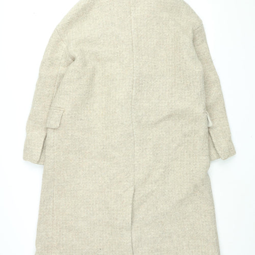 Zara Womens Beige Overcoat Coat Size M Button