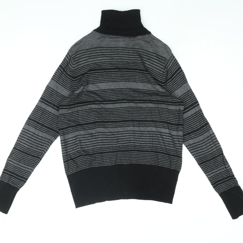 Debenhams Womens Grey Roll Neck Striped Viscose Pullover Jumper Size 14