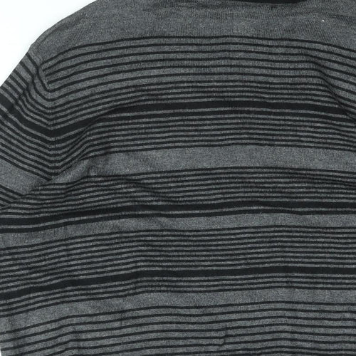 Debenhams Womens Grey Roll Neck Striped Viscose Pullover Jumper Size 14