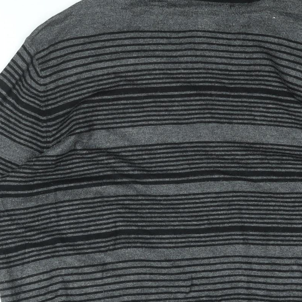 Debenhams Womens Grey Roll Neck Striped Viscose Pullover Jumper Size 14