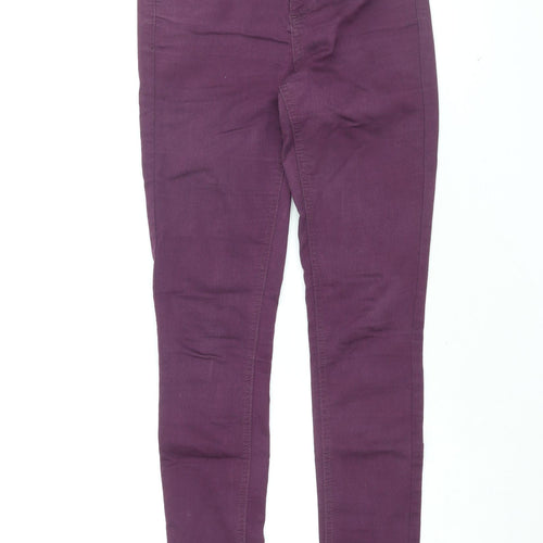 Miss Selfridge Womens Purple Cotton Skinny Jeans Size 8 L31 in Regular Zip