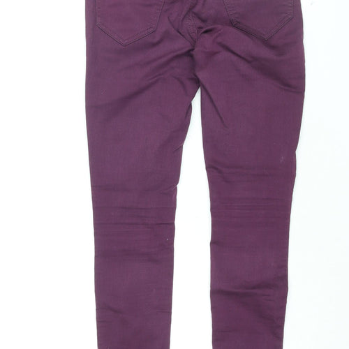Miss Selfridge Womens Purple Cotton Skinny Jeans Size 8 L31 in Regular Zip