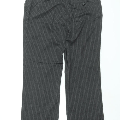 H&M Womens Grey Striped Polyester Dress Pants Trousers Size 12 L32.5 in Regular Zip