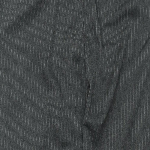 H&M Womens Grey Striped Polyester Dress Pants Trousers Size 12 L32.5 in Regular Zip