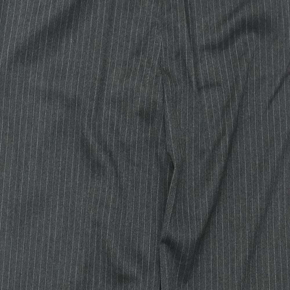 H&M Womens Grey Striped Polyester Dress Pants Trousers Size 12 L32.5 in Regular Zip