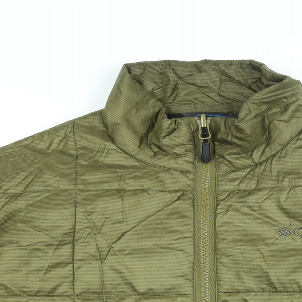 Columbia Mens Green Puffer Jacket Coat Size S Zip