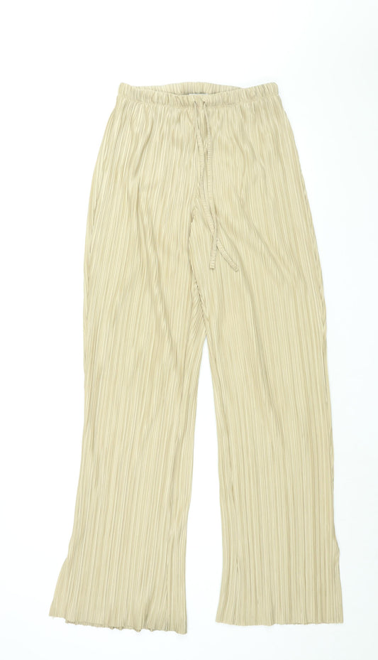 Topshop Womens Beige Polyester Trousers Size 10 L33 in Regular Drawstring