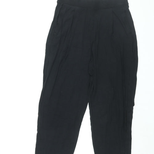 Marks and Spencer Womens Black Viscose Cropped Trousers Size 10 L25 in Regular