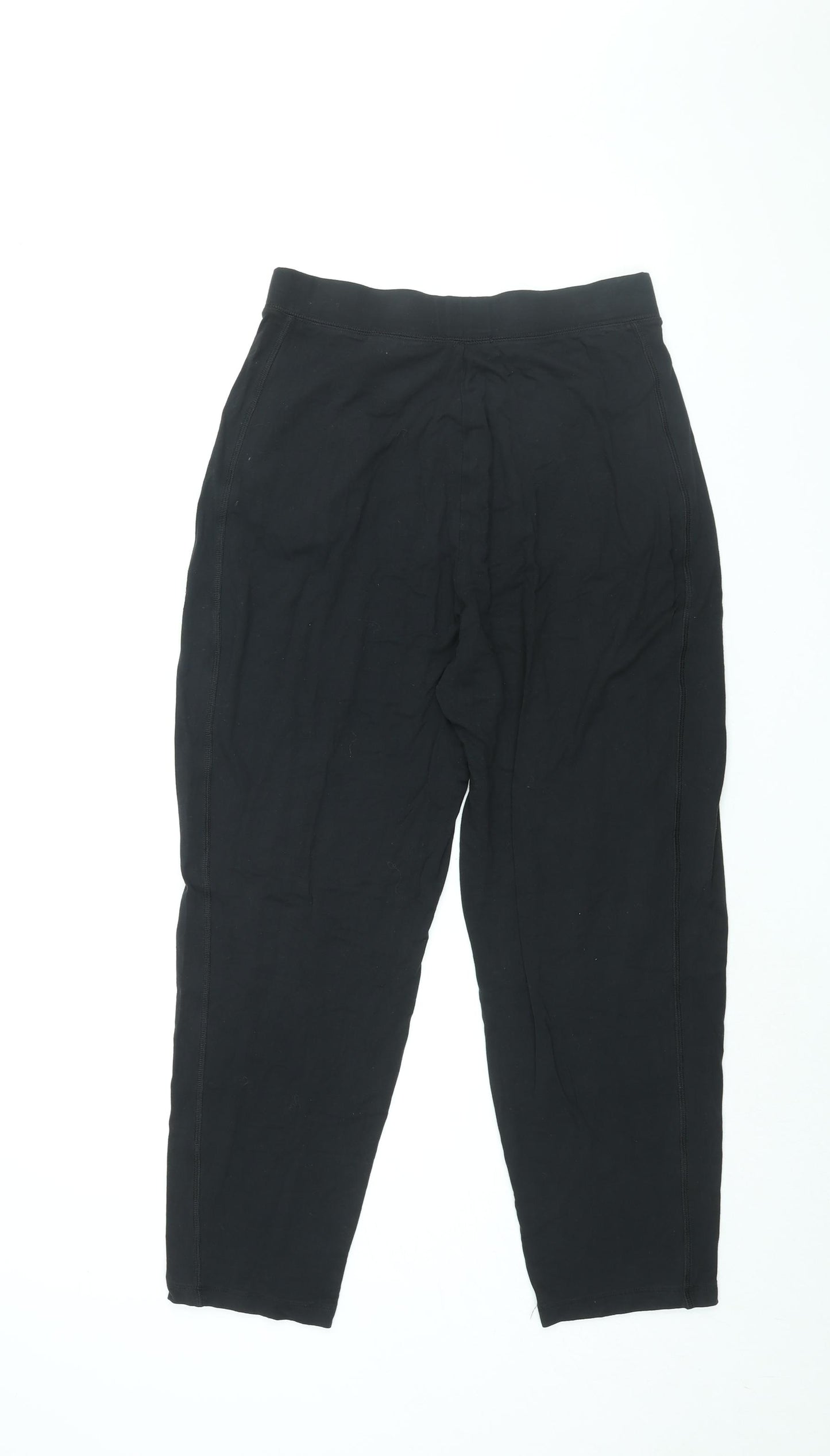 Marks and Spencer Womens Black Viscose Cropped Trousers Size 10 L25 in Regular