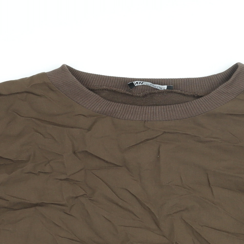 Zara Womens Brown Cotton Pullover Sweatshirt Size L Pullover
