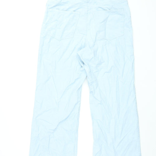Monki Womens Blue Cotton Wide-Leg Jeans Size 16 L30 in Regular Zip