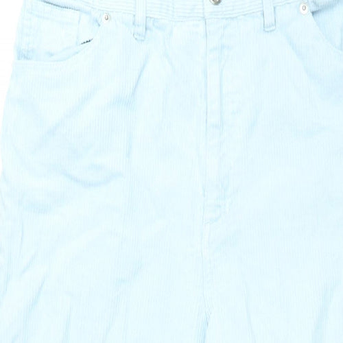 Monki Womens Blue Cotton Wide-Leg Jeans Size 16 L30 in Regular Zip