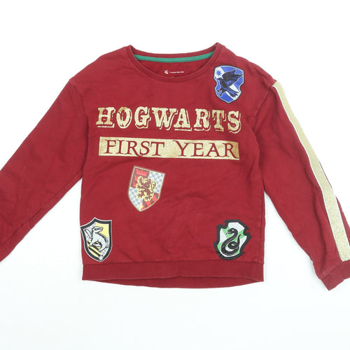 Harry Potter Girls Red Cotton Pullover Sweatshirt Size 10 Years Pullover - Hogwarts First Year