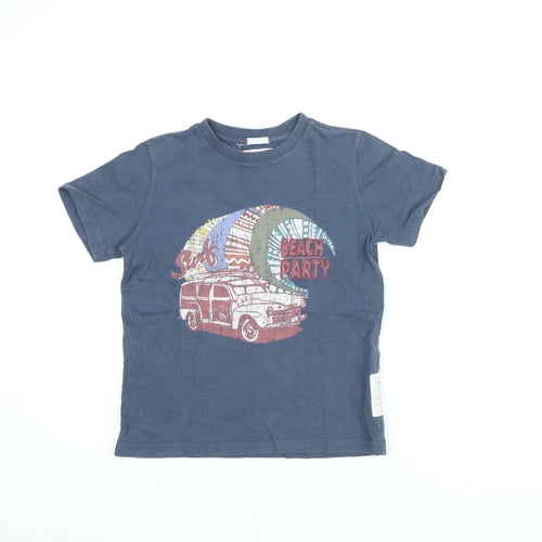 Fat Face Boys Blue Cotton Basic T-Shirt Size 10-11 Years Round Neck Pullover - Beach Party
