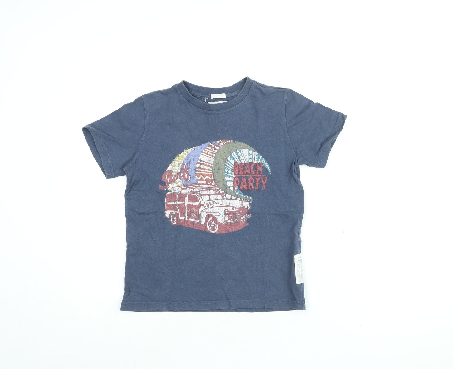 Fat Face Boys Blue Cotton Basic T-Shirt Size 10-11 Years Round Neck Pullover - Beach Party