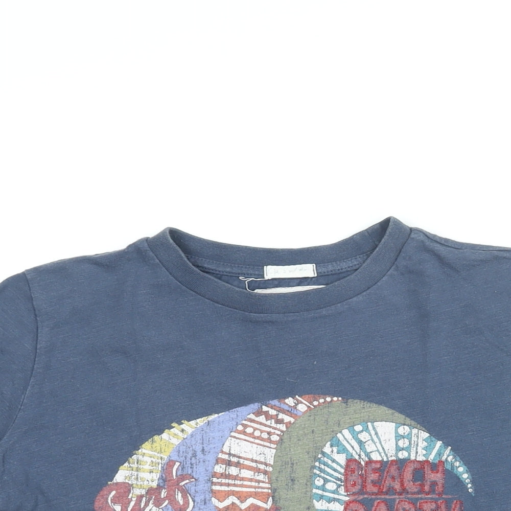 Fat Face Boys Blue Cotton Basic T-Shirt Size 10-11 Years Round Neck Pullover - Beach Party