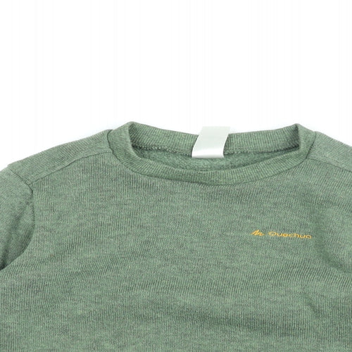 Quechua Boys Green Round Neck Polyester Pullover Jumper Size 10 Years Pullover