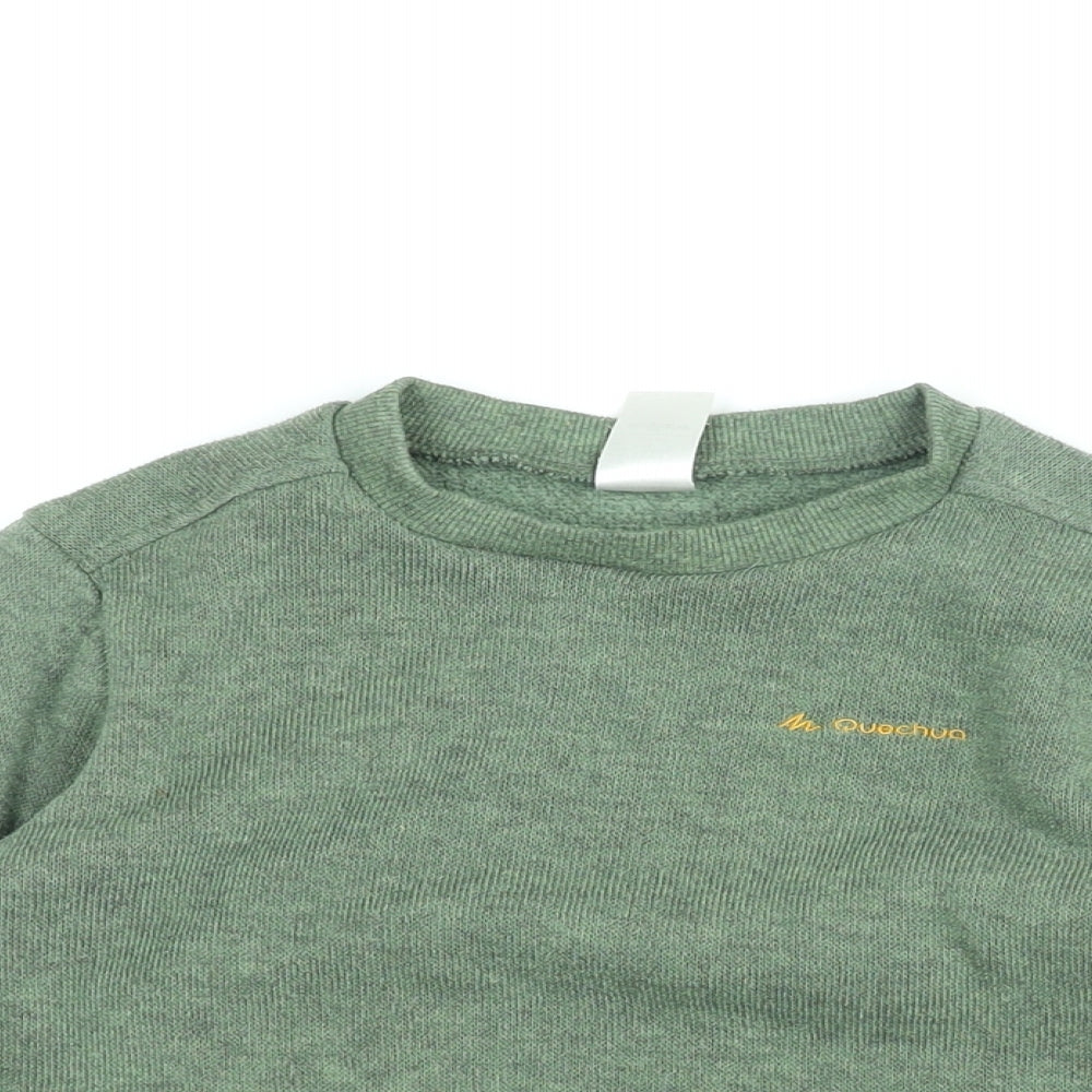 Quechua Boys Green Round Neck Polyester Pullover Jumper Size 10 Years Pullover