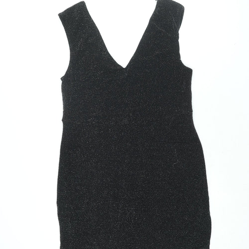 New Look Womens Black Polyester Bodycon Size 16 V-Neck Pullover