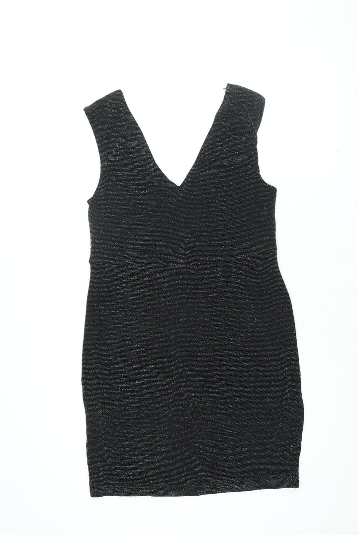 New Look Womens Black Polyester Bodycon Size 16 V-Neck Pullover