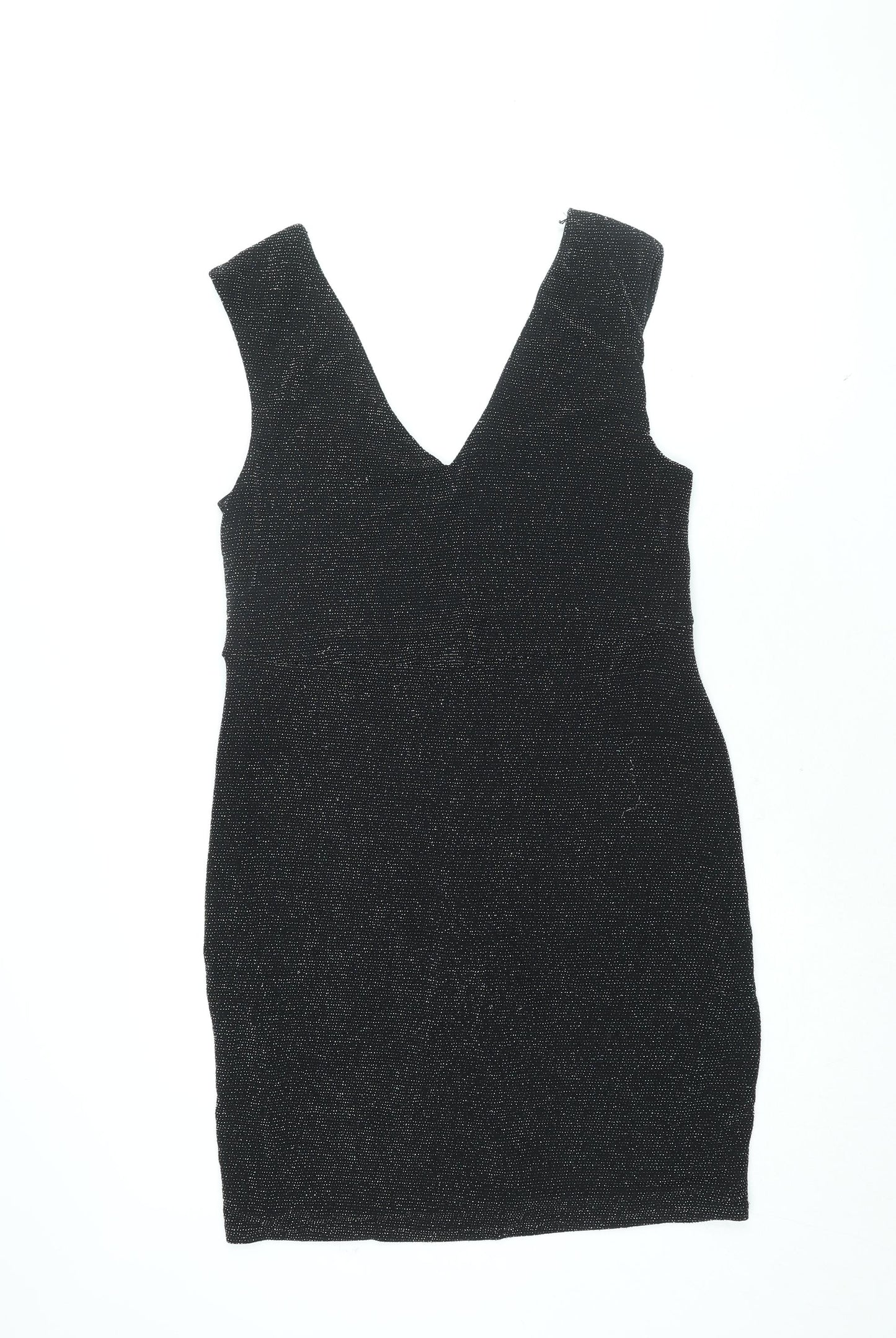 New Look Womens Black Polyester Bodycon Size 16 V-Neck Pullover