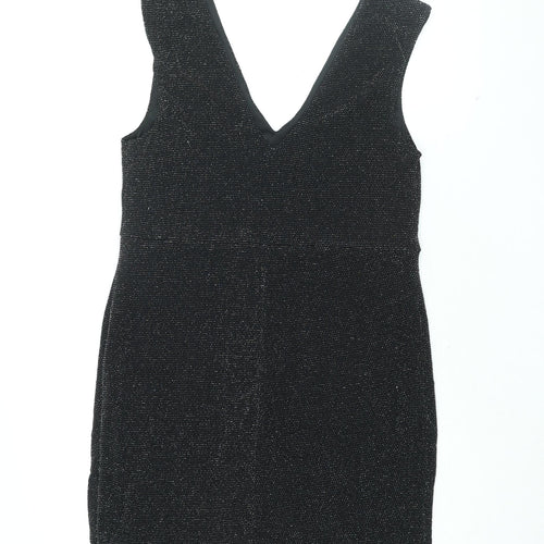 New Look Womens Black Polyester Bodycon Size 16 V-Neck Pullover