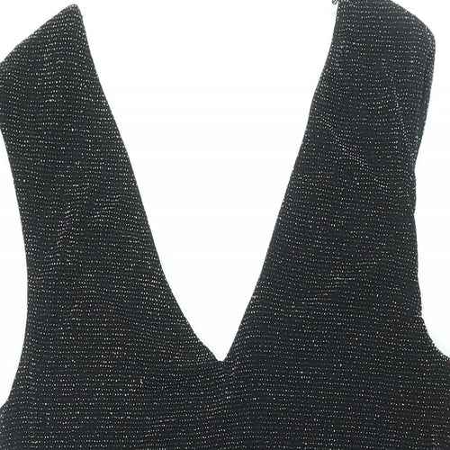 New Look Womens Black Polyester Bodycon Size 16 V-Neck Pullover