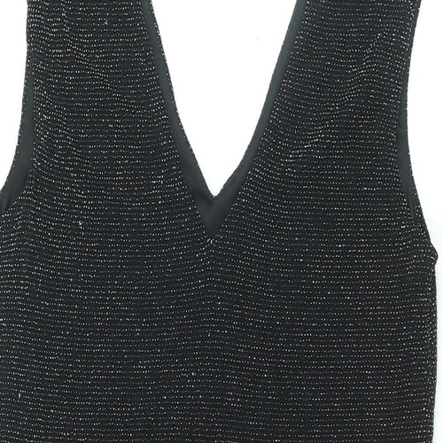 New Look Womens Black Polyester Bodycon Size 16 V-Neck Pullover